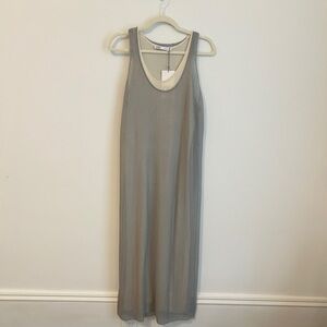 Zara Layered Sheer Maxi Tank Dress in Light Gray